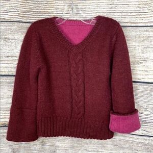 Cozy Burgundy and Pink Kids Sweater